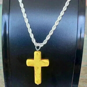 Howlite Turquoise Cross Necklace